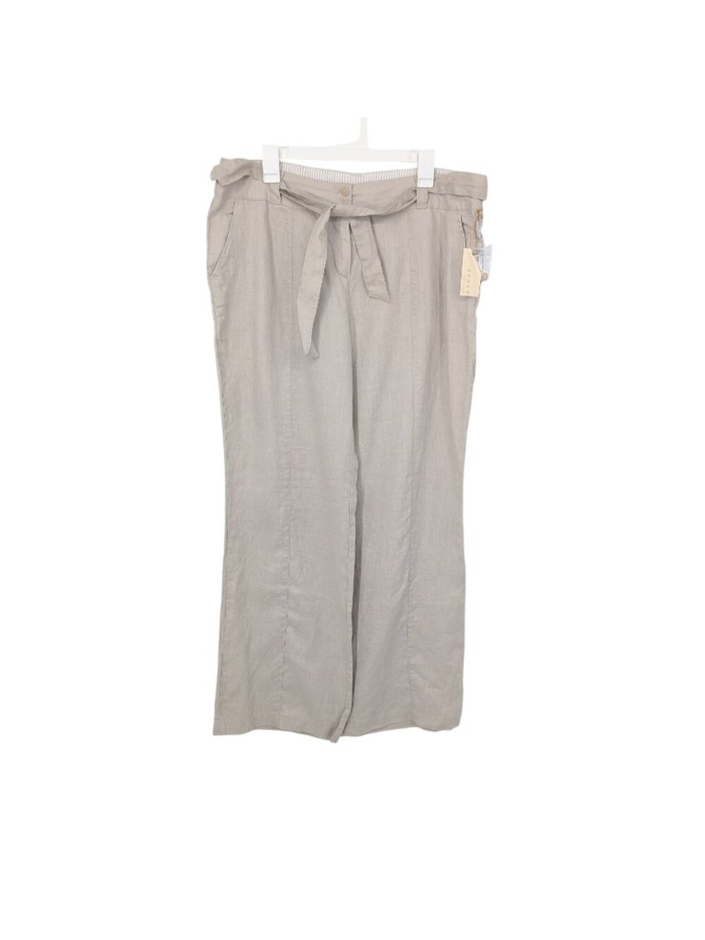Kenar‎ Linen Tie Waist Wide Leg Pants Coastal Minimalist Neutral Resort XLarge